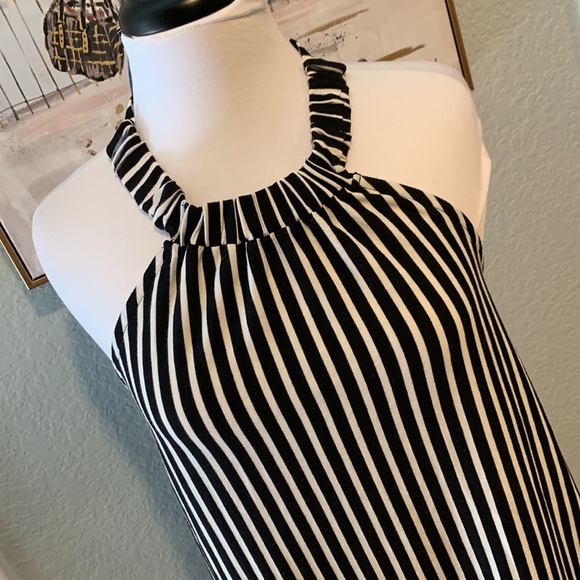 ASOS Black & White Striped Mini Dress • Sz M - Picture 2 of 8